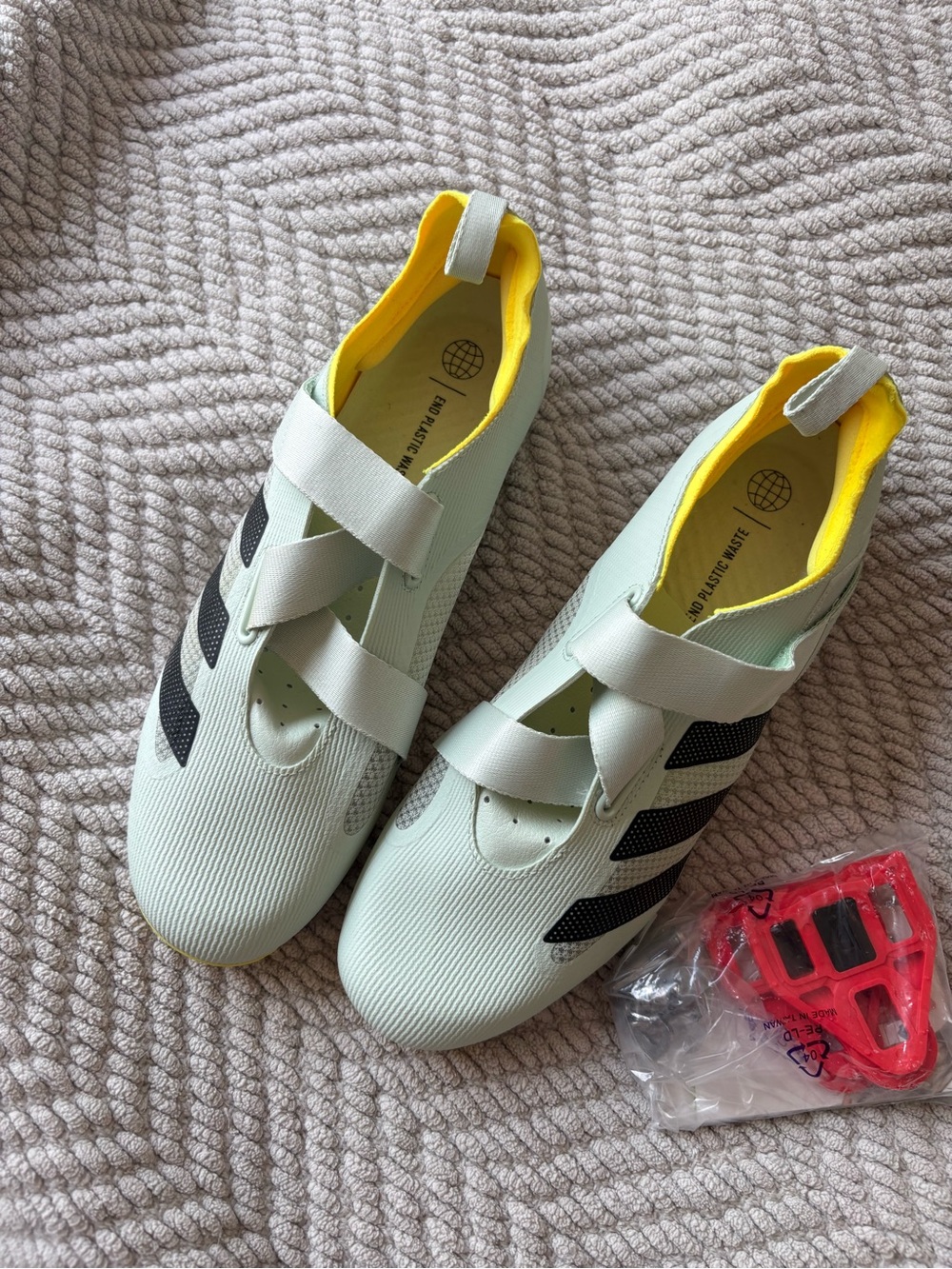 adidas Mint Green Spin Shoes with Clips